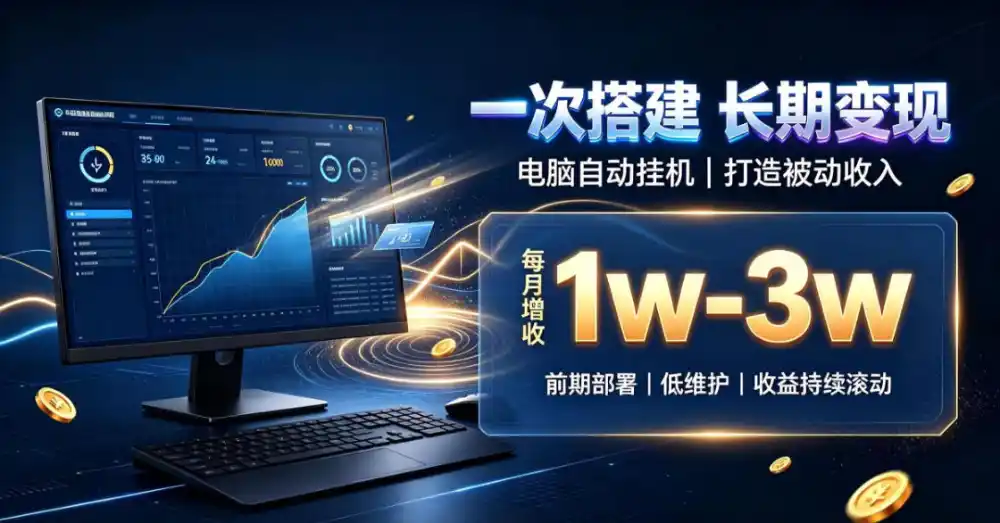一份投入长期收益，电脑自动挂G类目，搭建被动收入每月增收1w-3w【揭秘】-创薯资源