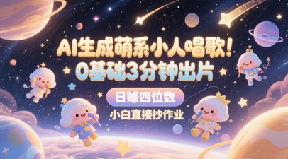 AI生成萌系小人唱歌，0基础3分钟出片，28个作品涨粉8.9W，单条最高19W赞，日入四位数，小白直接抄作业-创薯资源