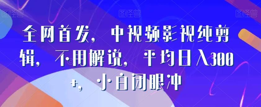 全网首发，中视频影视纯剪辑，不用解说，平均日入300+，小白闭眼冲-创薯资源