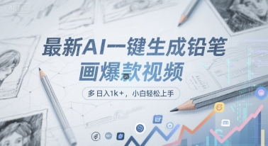 最新AI一键生成铅笔画爆款视频，多平台分发，日 入1k+，小白轻松上手【揭秘】-创薯资源