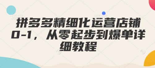 拼多多精细化运营店铺0-1，从零起步到爆单详细教程-创薯资源