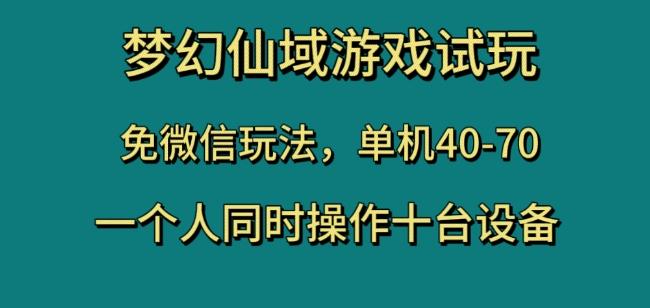梦幻仙域游戏试玩，免微信玩法，单机40-70，一个人同时操作十台设备【揭秘】-创薯资源