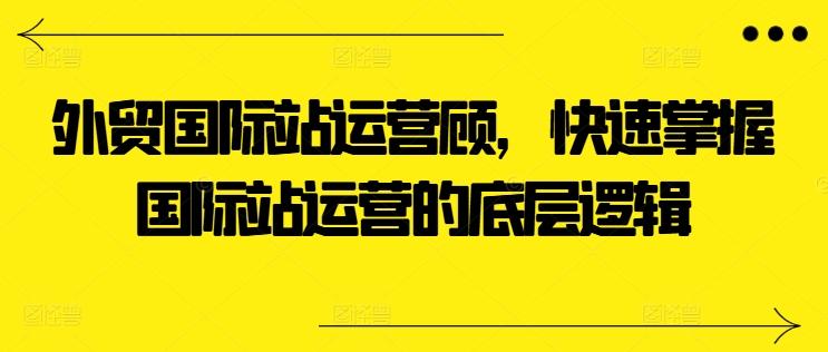 外贸国际站运营顾问，快速掌握国际站运营的底层逻辑-创薯资源