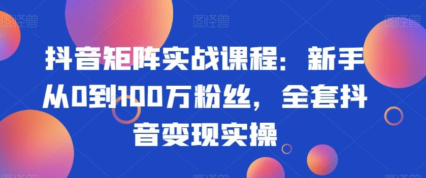 抖音矩阵实战课程：新手从0到100万粉丝，全套抖音变现实操-创薯资源