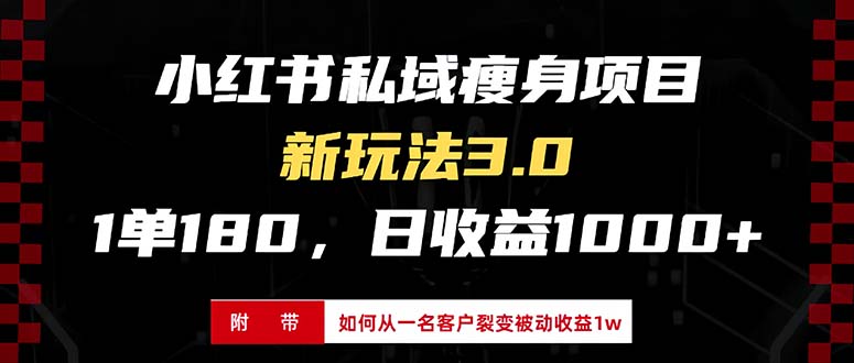小红书瘦身项目3.0模式，新手小白日赚收益1000+(附从一名客户裂变收益…-创薯资源
