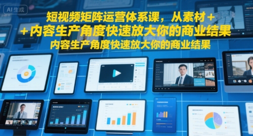 短视频矩阵运营体系课，从素材+内容生产角度快速放大你的商业结果-创薯资源
