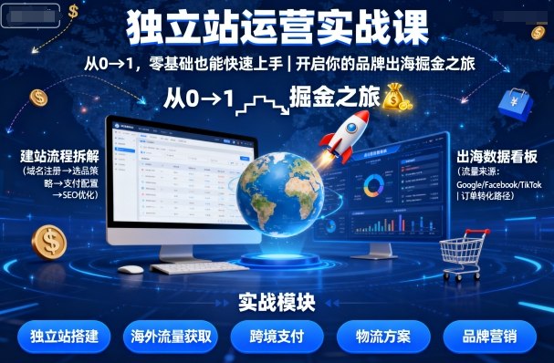独立站运营实战课,从0到1,零基础也能快速上手,开启你的品牌出海掘金之旅-创薯资源