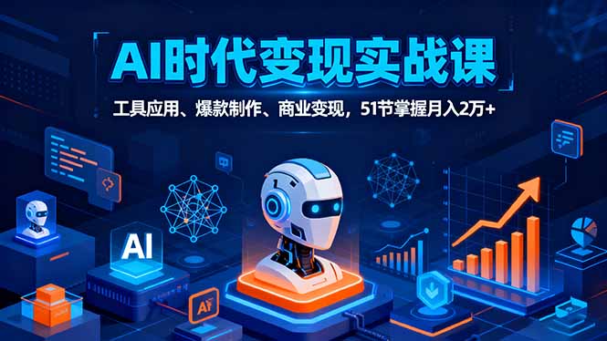 AI时代全场景实战课，工具应用、爆款制作、商业变现，51节掌握月入2万+-创薯资源