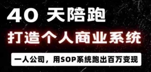 40天陪跑打造个人商业系统，一人公司，用SOP系统跑出百W变现-创薯资源
