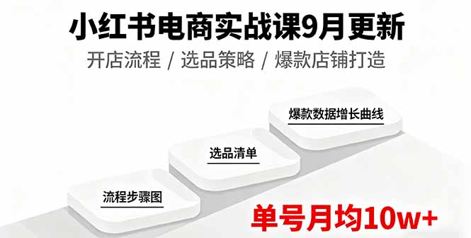 小红书电商实战课9月更新，开店流程/选品策略/爆款店铺打造，单号月均10w+-创薯资源