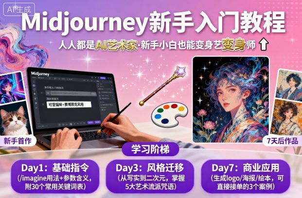 midjourney新手入门教程：人人都是AI艺术家，新手小白也能变身艺术大师-创薯资源