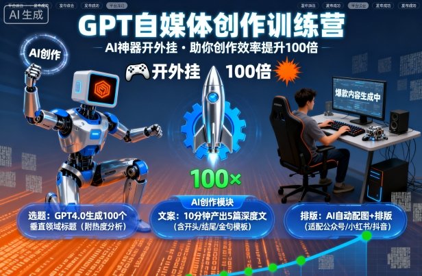 GPT自媒体创作训练营：AI神器开外挂，助你创作效率提升100倍-创薯资源