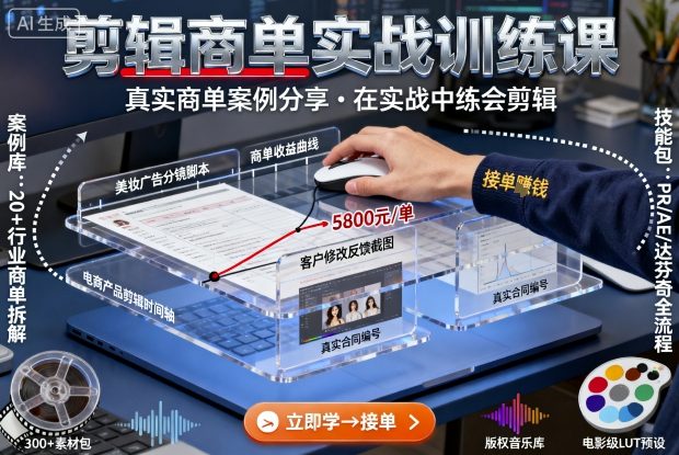 剪辑商单实战训练课，真实商单案例分享，在实战中练会剪辑-创薯资源