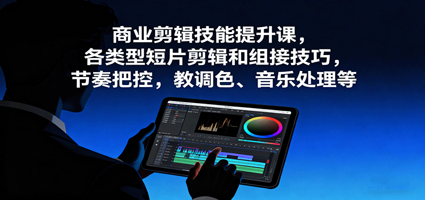 商业剪辑技能提升课，各类型短片剪辑和组接技巧，节奏把控，教调色、音乐处理等-创薯资源