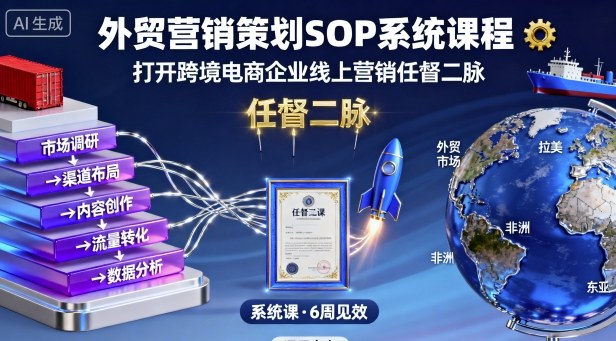 外贸营销策划SOP系统课程，打开跨境电商企业线上营销任督二脉-创薯资源