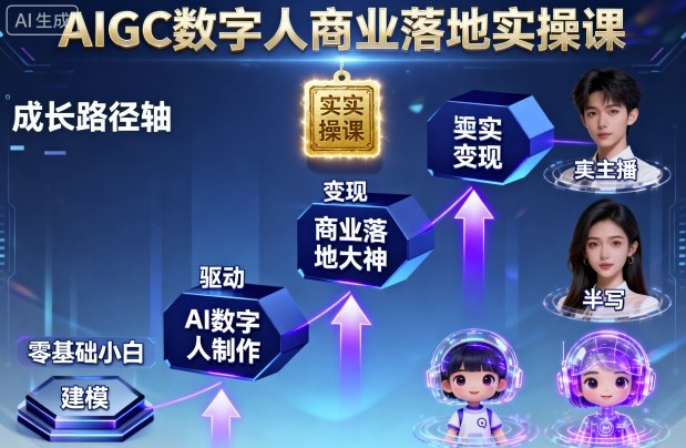 AIGC数字人商业落地实操课，从零基础小白到AI数字人大神-创薯资源
