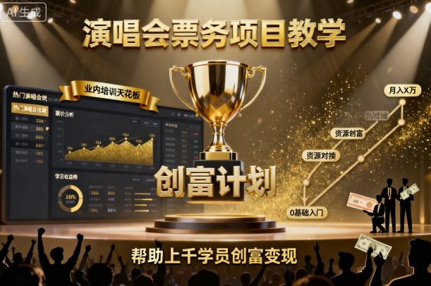 演唱会票务项目教学，业内培训天花板，帮助上千学员创富变现-创薯资源