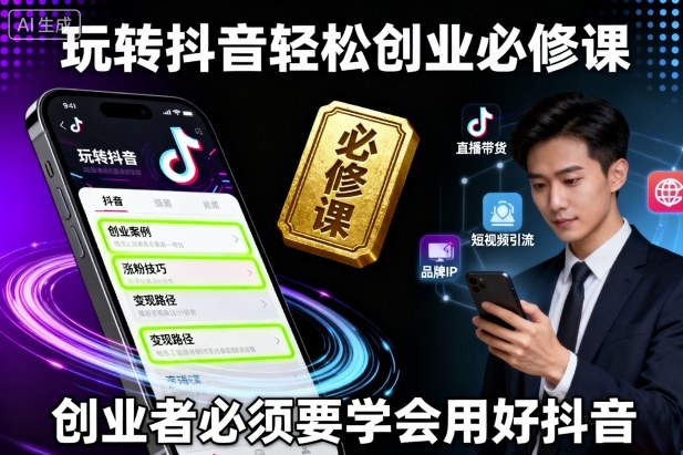 玩转抖音轻松创业必修课，创业者必须要学会用好抖音-创薯资源
