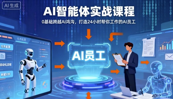 Ai智能体实战课程，0基础跨越Ai鸿沟，打造24小时帮你工作的Ai员工，打破常规，以实战定义Ai-创薯资源