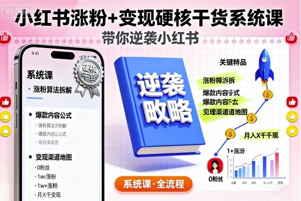 小红书涨粉+变现硬核干货系统课，带你逆袭小红书-创薯资源