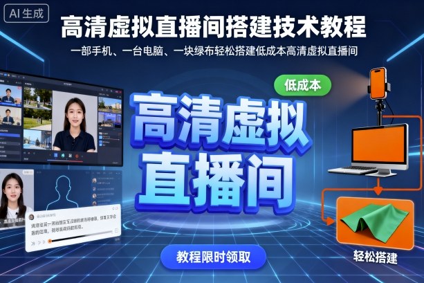 高清虚拟直播间搭建技术教程，一部手机、一台电脑、一块绿布轻松搭建低成本高清虚拟直播间-创薯资源