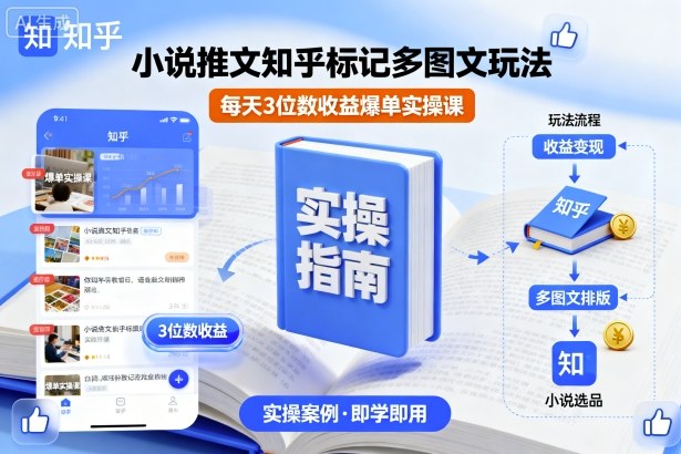 小说推文知乎标记多图文玩法，每天3位数收益爆单实操课-创薯资源