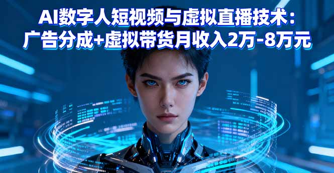 AI数字人短视频与虚拟直播技术：广告分成+虚拟带货月收入2万-8万元-创薯资源