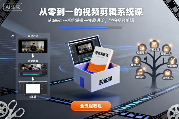 从零到一的视频剪辑系统课，从0基础–系统掌握–实战进阶，学拍视频剪辑-创薯资源