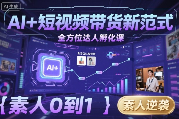AI+短视频带货新范式全方位达人孵化课，素人也可以从0到1，全方位认知短视频带货-创薯资源