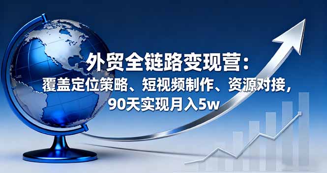 外贸全链路变现营：覆盖定位策略、短视频制作、资源对接，90天实现月入5w-创薯资源