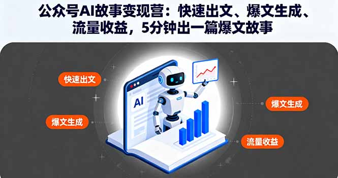 公众号AI故事变现营：快速出文、爆文生成、流量收益，5分钟出一篇爆文故事-创薯资源