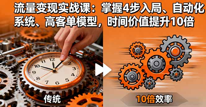 流量变现实战课：掌握4步入局、自动化系统、高客单模型，时间价值提升10倍-创薯资源