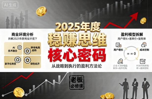 2025年度稳賺思维老板创业营，拆解2025年新商业环境下，企业实现持续盈利的核心密码-创薯资源