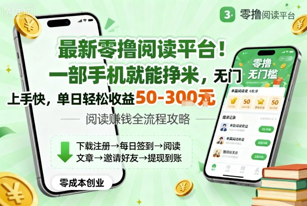 最新零撸阅读平台！一部手机就能挣米，无门槛上手快，单日轻松收益50-3张【揭秘】-创薯资源