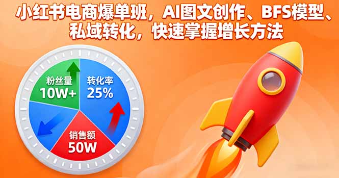 小红书电商爆单班，AI图文创作、BFS模型、私域转化，快速掌握增长方法-创薯资源