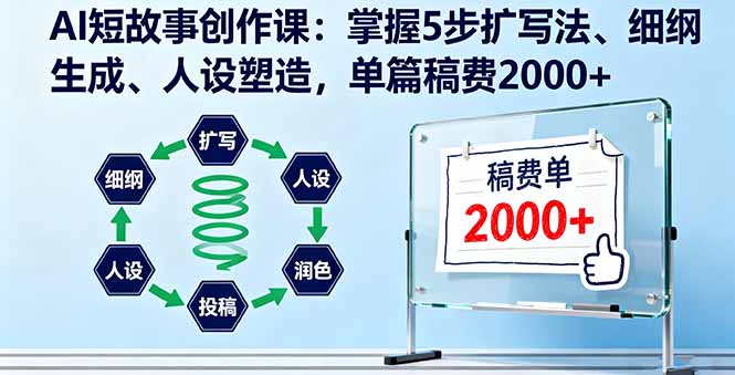 AI短故事创作课：掌握5步扩写法、细纲生成、人设塑造，单篇稿费2000+-创薯资源