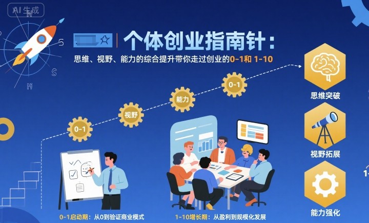 个体创业指南针，思维、视野、能力的综合提升带你走过创业的0-1和1-10【音频】-创薯资源