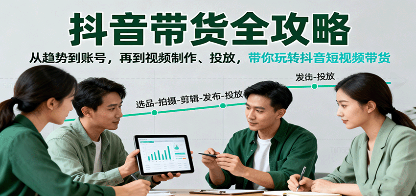 抖音带货全攻略：从趋势到账号，再到视频制作、投放，带你玩转抖音短视频带货-创薯资源