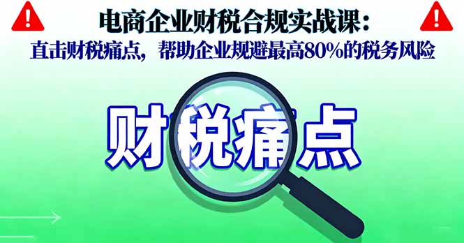 电商企业财税合规实战课，直击财税痛点，帮助企业规避最高80%的税务风险-创薯资源