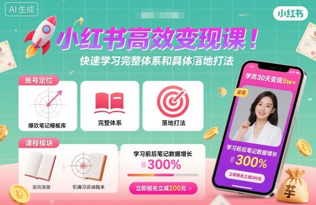 小红书高效变现课，快速学习小红书完整体系和具体落地打法-创薯资源