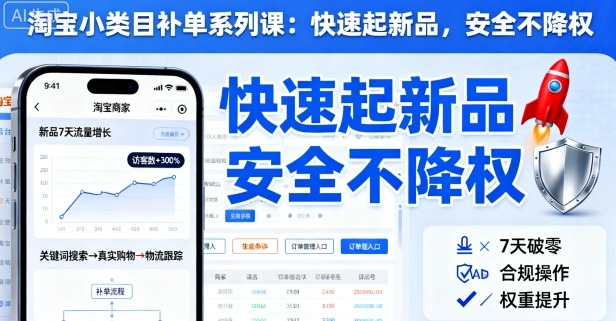 淘宝小类目补单系列课，快速起新品，安全不降权-创薯资源