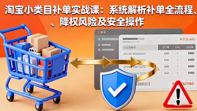 淘宝小类目补单实战课：系统解析补单全流程、降权风险及安全操作-创薯资源