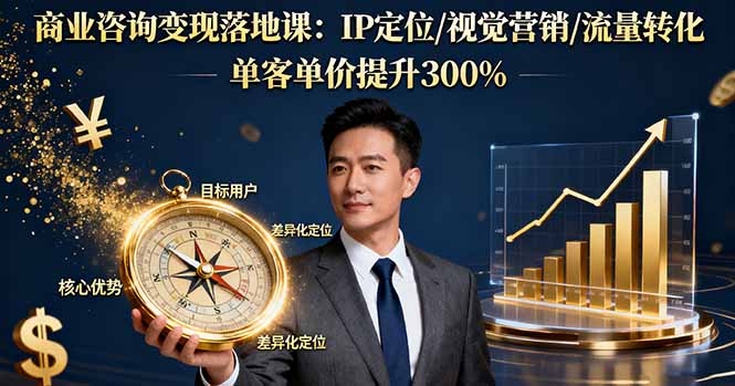 商业咨询变现落地课：IP定位/视觉营销/流量转化，单客单价提升300%-创薯资源