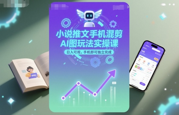 小说推文手机混剪AI图玩法实操课，日入可观，手机即可独立完成-创薯资源