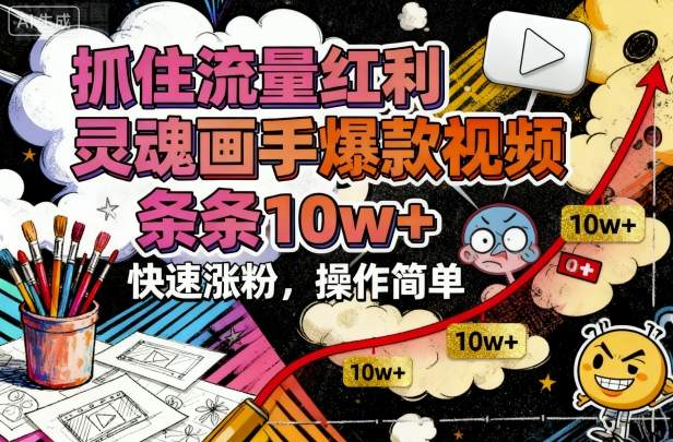 抓住流量红利，灵魂画手爆款视频，条条10w+，快速涨粉，操作简单-创薯资源