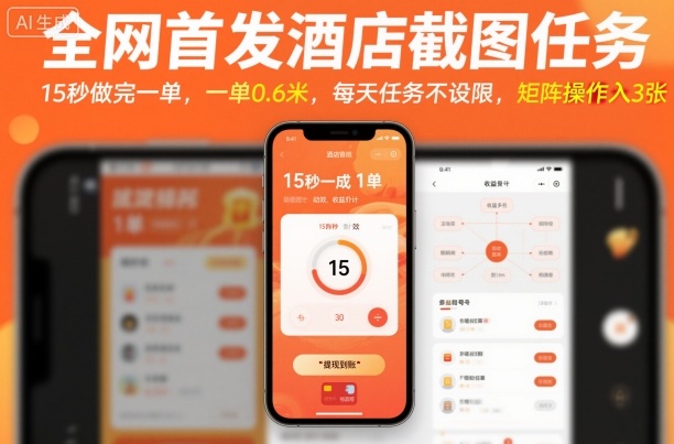 全网首发酒店截图任务，15秒做完一单，一单0.6米，每天任务不设限，矩阵操作日入3张【揭秘】-创薯资源
