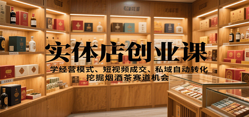 实体店创业课：学经营模式、短视频成交、私域自动转化，挖掘烟酒茶赛道机会-创薯资源