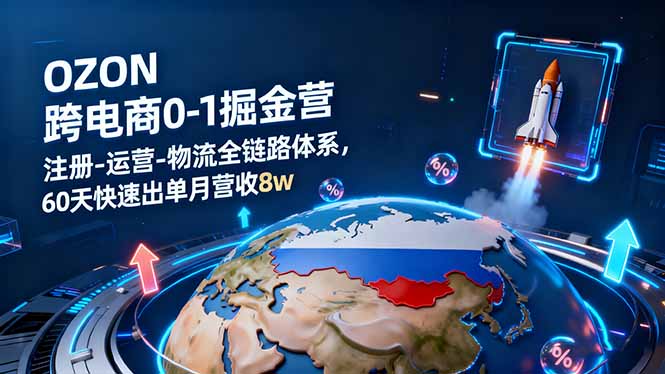 OZON跨境电商0-1掘金营：注册-运营-物流全链路体系，60天快速出单月营收8w-创薯资源