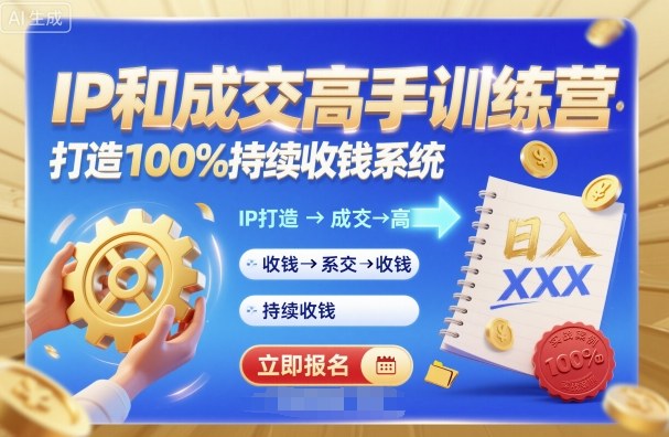 带你成为IP和成交高手的训练营，打造100%持续收钱系统-创薯资源