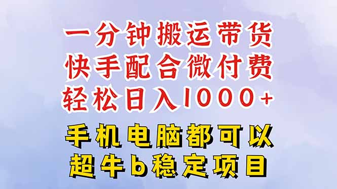 快手黑科技一分钟搬运带货，一刀不剪过原创，微付费投流玩法，轻松日入…-创薯资源